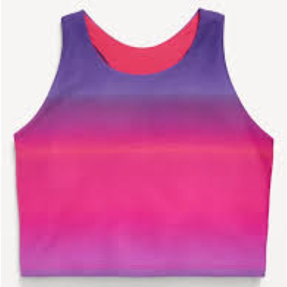 Old Navy Pink Purple Warm Ombre PowerSoft Longline Sports Bra Girls Size L NEW
